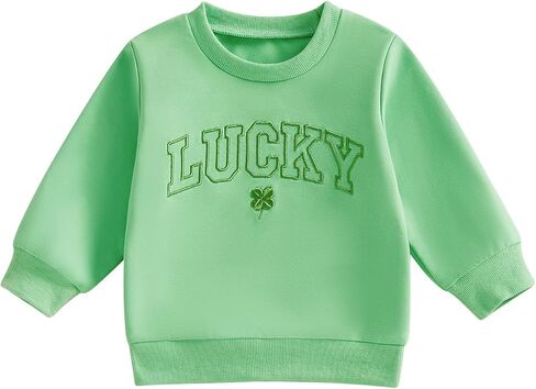 Toddler Girl Boy St Patricks Day Outfit Lucky Sweatshirt Long Sleeve Pullover Tops Irish Baby Winter Spring Clothes in Saudi Arabia