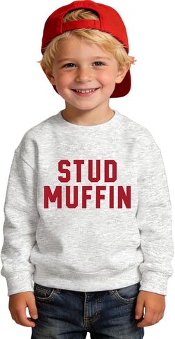 Toddler Boys Valentines Sweatshirt STUD MUFFIN Shirts Baby Long Sleeve Crewneck Pullover Tops Spring Clothes in Kuwait