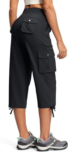 Women's 21" Cargo Capris with 8 Pockets Lightweight Quick Dry Capri UPF 50+ Hiking Travel Casual Outdoor Pants in Saudi Arabia
