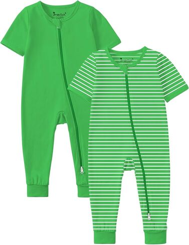 Jimonda Baby Romper 2 Pack بيجامات بدون أقدام بأكمام قصيرة للنوم للأطفال الأولاد والبنات 2 طريقة سحاب Pjs ملابس النوم واللعب in Saudi Arabia