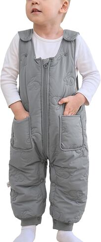 Happy Cherry Toddler Fleece Line Snow Bib Pants Baby Boys Girls Insulated Zip Up Bibs Snowsuit Winter Warm Ski Overalls in Saudi Arabia