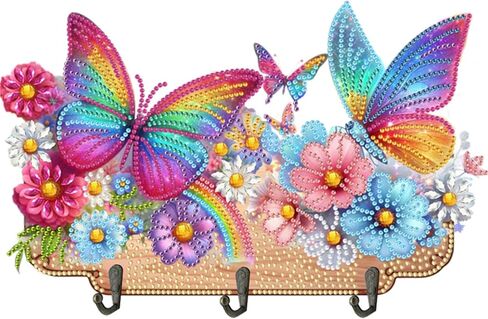 Diamond Art Kits for Adults, DIY Diamond Painting Key Holder for Wall with 3 Hooks for Hanging Keys, Sunglasses, Bag (Cats) in Saudi Arabia
