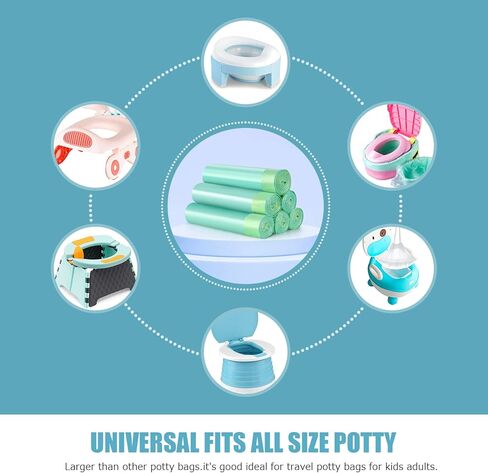 VISATOR Portable Travel Potty Chair Liners Bags Universal with Drawstring, 90 PCS (18 * 20INCH) (Green) in Saudi Arabia