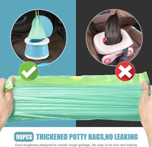 VISATOR Portable Travel Potty Chair Liners Bags Universal with Drawstring, 90 PCS (18 * 20INCH) (Green) in Saudi Arabia