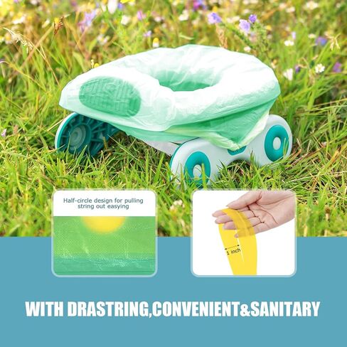 VISATOR Portable Travel Potty Chair Liners Bags Universal with Drawstring, 90 PCS (18 * 20INCH) (Green) in Saudi Arabia
