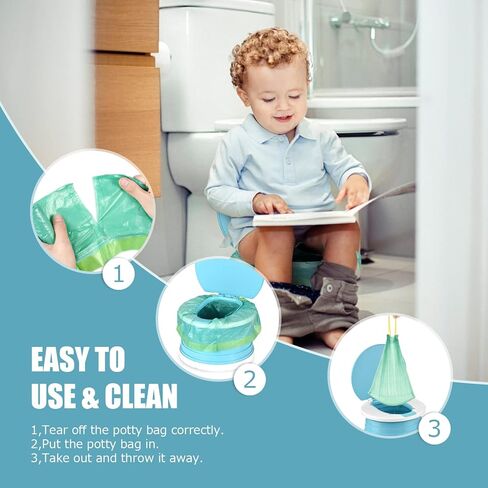 VISATOR Portable Travel Potty Chair Liners Bags Universal with Drawstring, 90 PCS (18 * 20INCH) (Green) in Saudi Arabia