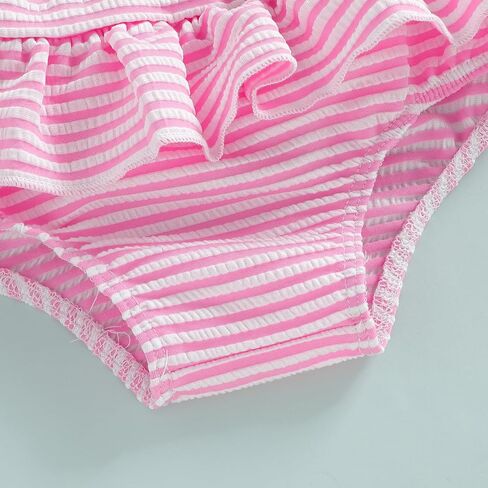 Baby Swimsuit Girl Toddler Bikini Sets Sleeveless Ruffle Striped Bathing Suit Infant Beach Swimwear in Saudi Arabia