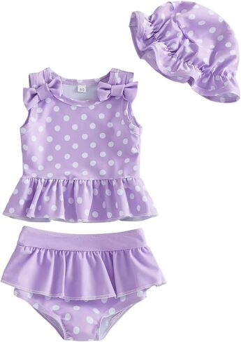 Baby Swimsuit Girl Toddler Bikini Sets Sleeveless Ruffle Striped Bathing Suit Infant Beach Swimwear in Saudi Arabia