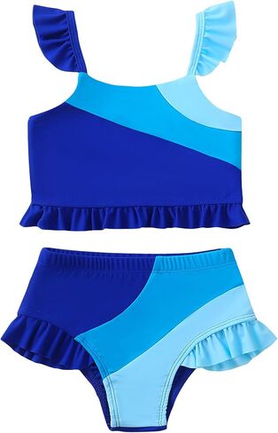 Mioglrie طفل رضيع ملابس السباحة فتاة الصيف 2 قطعة فتاة ثوب السباحة 2T-6T الفتيات Tankini اللون كتلة ثوب سباحة مثير in Saudi Arabia