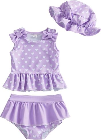 Baby Swimsuit Girl Toddler Bikini Sets Sleeveless Ruffle Striped Bathing Suit Infant Beach Swimwear in Saudi Arabia