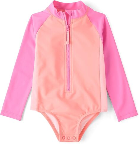 The Children's Place Baby-Girls and Toddler Long Sleeve Half Zip One Piece Rashgaurd Swimsuit in Saudi Arabia