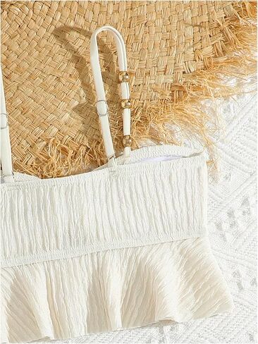 MakeMeChic Toddler Girl's Two Piece Swimsuit Seashell Ruffle Textured Beach Bikini Set in Saudi Arabia