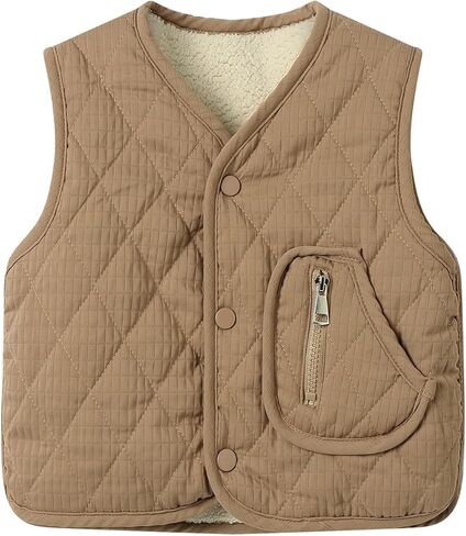 Boys Girls Sherpa Vest Reversible V Neck Sleeveless Fleece Vests 12M-6Y in Saudi Arabia