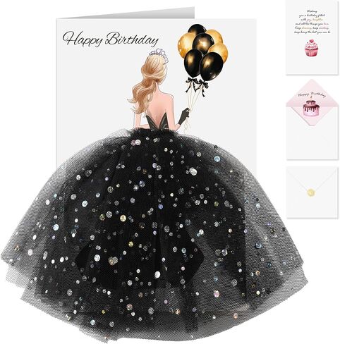 بطاقة عيد ميلاد Aygxu 3D المنبثقة ، بطاقات عيد ميلاد مضحكة للنساء ، بطاقة عيد ميلاد سعيد مع التنورة والمغلف ، بطاقات يوم ميلاد مخصصة للنساء ، أمي ، أخت ، صديقة أبيض in Kuwait