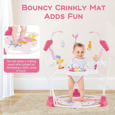 INFANS Baby Activity Center, 3 in 1 Play Center Jumpers and Bouncers with Music, Lights, Interactive Toys, 360°Rotating Seat, 3 Adjustable Heights, Exersaucer Learning Toys for Baby 6-12 Months (Pink) in Saudi Arabia