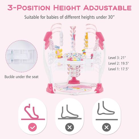 INFANS Baby Activity Center, 3 in 1 Play Center Jumpers and Bouncers with Music, Lights, Interactive Toys, 360°Rotating Seat, 3 Adjustable Heights, Exersaucer Learning Toys for Baby 6-12 Months (Pink) in Saudi Arabia