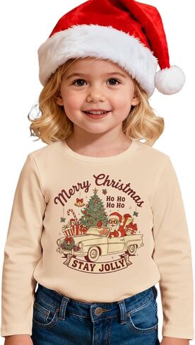 Ritatte Merry Christmas Shirt for Toddler Boys Girls Cute Santa Claus Long Sleeve T-Shirt Funny Xmas Gift Holiday Tee Tops in Saudi Arabia