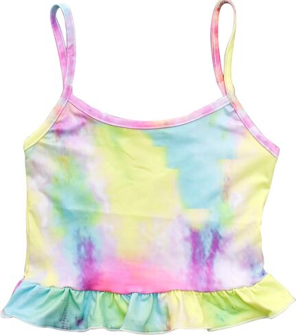 Daisy Del Sol Girls Printed Ruffle Peplum Tank Top with Matching Bell Bottom Flare Pants Co Ord 2-Piece Outfit Set in Saudi Arabia