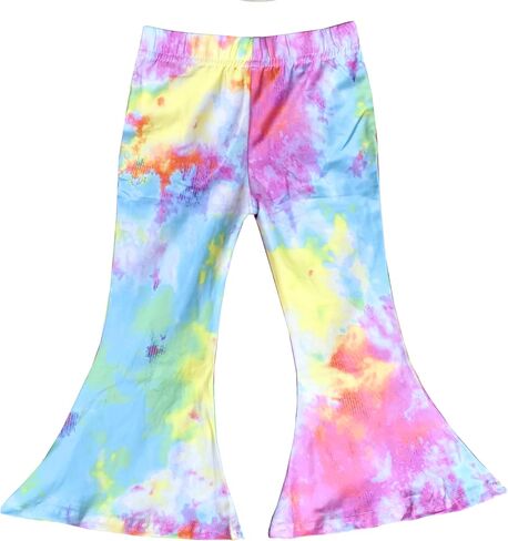 Daisy Del Sol Girls Printed Ruffle Peplum Tank Top with Matching Bell Bottom Flare Pants Co Ord 2-Piece Outfit Set in Saudi Arabia