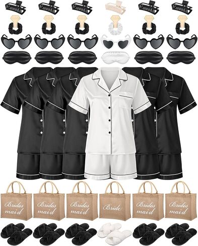 6 Set of Bachelorette Party Bride and Bridesmaid Satin Pajama Set Bridal Party Gift Box for Girlfriends, Family, Wedding, Daily Home in Saudi Arabia