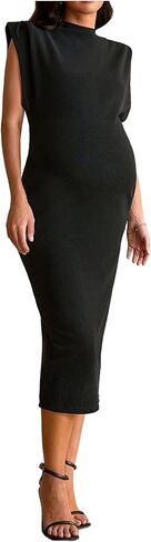 OYOANGLE Women's Maternity Cap Sleeve Pregnancy Bodycon Midi Dresses | Dolman Sleeve, Work Office Baby Shower Cocktail, Formal, Photoshoot, Elegant Wedding Guest Outfits in Saudi Arabia