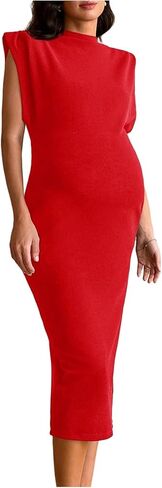 OYOANGLE Women's Maternity Cap Sleeve Pregnancy Bodycon Midi Dresses | Dolman Sleeve, Work Office Baby Shower Cocktail, Formal, Photoshoot, Elegant Wedding Guest Outfits in Saudi Arabia