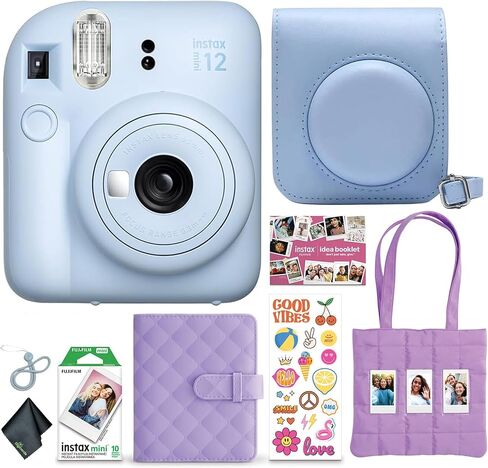 Fujifilm Instax Mini 12 Instant Film Camera 2025 Holiday Bundle (Purple) + Compatible Carrying Case + Microfiber Cleaning Cloth in Saudi Arabia