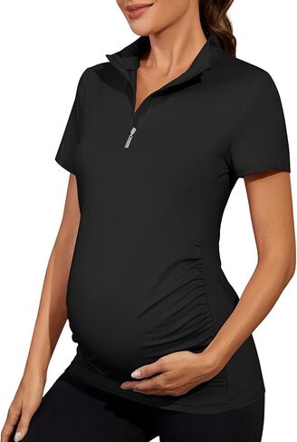 Viracy Womens Maternity Workout Tops 1/4 Zip Up Lightweight Short Sleeve Pregnancy Shirts for Work in Saudi Arabia