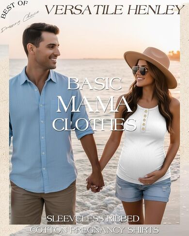 3 Pack Women's Maternity Tank Tops Ribbed Cotton Pregnancy Sleeveless Shirts Henley Side Ruched Basic Mama Clothes in Saudi Arabia
