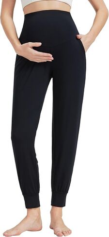 Maternity Pants for Women Bamboo Viscose Over The Belly Lounge Bottom Soft Pregnancy Pant with Pockets S-XXL in Saudi Arabia