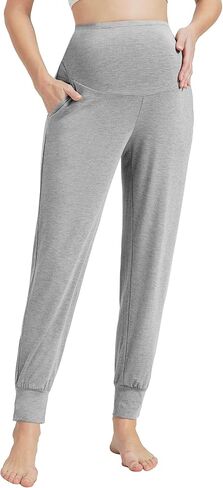 Maternity Pants for Women Bamboo Viscose Over The Belly Lounge Bottom Soft Pregnancy Pant with Pockets S-XXL in Saudi Arabia