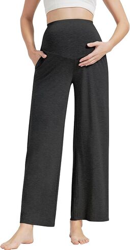 Maternity Pants for Women Bamboo Viscose Over The Belly Lounge Bottom Soft Pregnancy Pant with Pockets S-XXL in Saudi Arabia