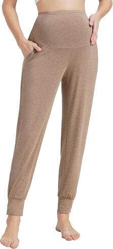 Maternity Pants for Women Bamboo Viscose Over The Belly Lounge Bottom Soft Pregnancy Pant with Pockets S-XXL in Saudi Arabia