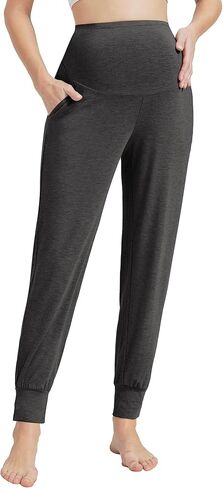 Maternity Pants for Women Bamboo Viscose Over The Belly Lounge Bottom Soft Pregnancy Pant with Pockets S-XXL in Saudi Arabia