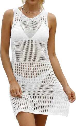 Swim Cover Up for Women Crochet 2026 Summer Bathing Suit Swimwear Mesh Knit Dress Beach Vacation Clothes Outfits in Saudi Arabia