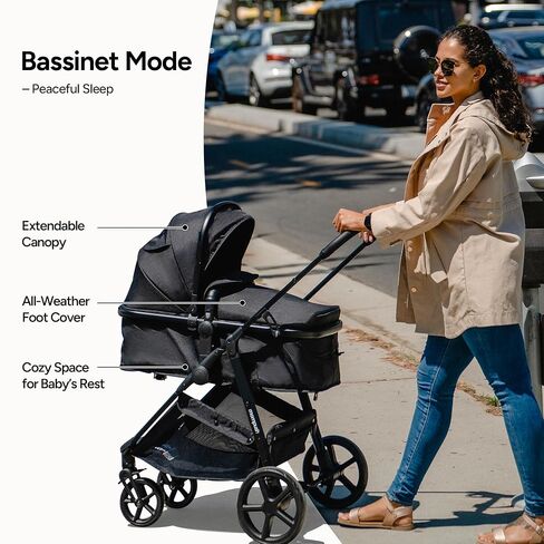 Mompush Wiz 2 in 1 Baby Stroller with Bassinet Mode, Convertible Infant Stroller for Newborn and Toddler with Reversible Seat and Large UPF 50+ Canopy in Saudi Arabia