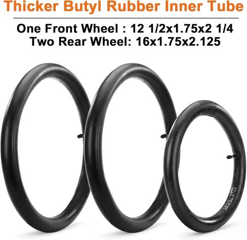 الإطارات والأنابيب الأمامية 12/12.5×1.75/2.125/2.25 والخلفية 16×1.75/2.125 (مجموعة واحدة + مجموعتان)، بدائل عربات الركض ثلاثية العجلات، تناسب BOB Revolution SE/Pro/Flex/SU/Ironman، موديلات فردية ومزدوجة in Kuwait
