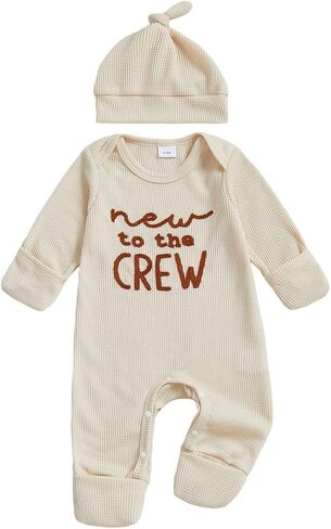 allshope Newborn Baby Boy Fall Outfit Romper Little Brother Lil Bro Long Sleeve Jumpsuit Bodysuit Cute Infant Waffle Clothes in Saudi Arabia