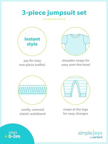 Simple Joys by Carter's baby-boys 3-pack Jumpsuits in Saudi Arabia