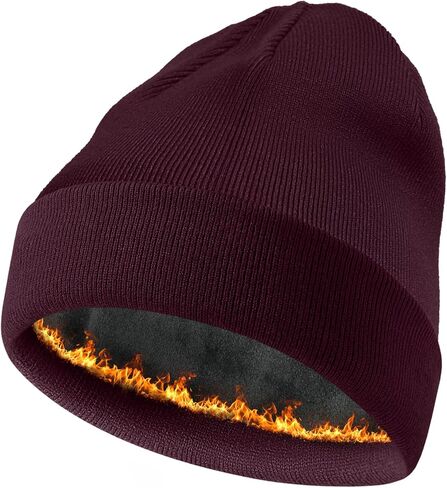 ROYBENS Winter Beanie Hat for Men Women, Fleece Lined Warm Winter Hats Wool Knit Cuffed Fisherman Beanies Slouchy Snow Cap in Kuwait