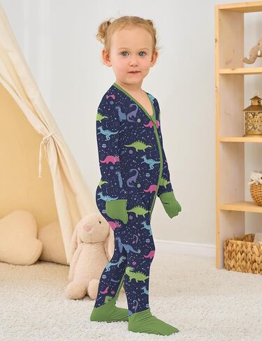 Jimonda Baby Boys رومبير قابل للطي من خلال أحذية القدم والقفازات بيجامة طويلة الأكمام للنوم للفتيات حديثي الولادة ملابس بدون قدم 3 عبوات in Kuwait