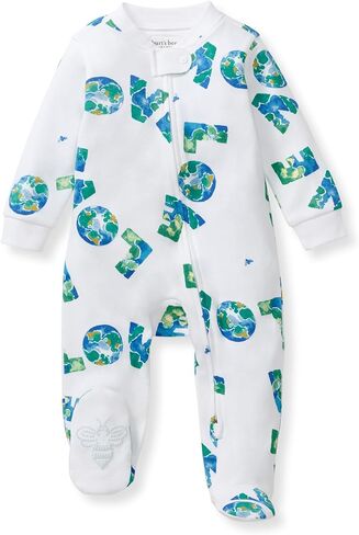 بيجامة Burt's Bees Baby Boys Sleep and Play PJs، 100% من القطن العضوي قطعة واحدة بسحاب أمامي من قطعة واحدة in Saudi Arabia
