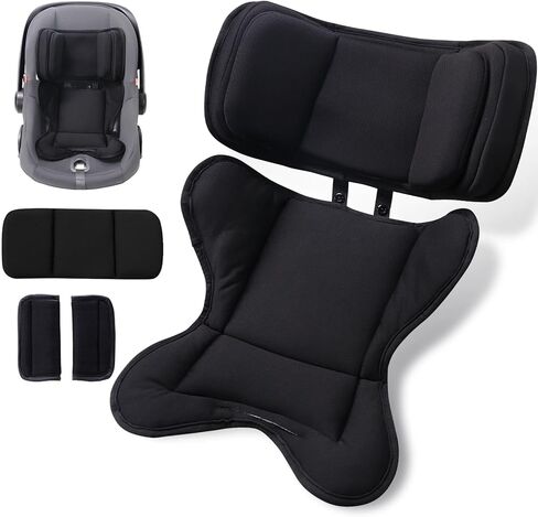 Infant Insert Compatible with Doona, Graco, Britax, Chicco, Evenflo Car Seat, Adjustable Baby Head Body Support Cushion for Newborn to Toddler, Fits Infant Car Seat and Stroller (Black) in Saudi Arabia