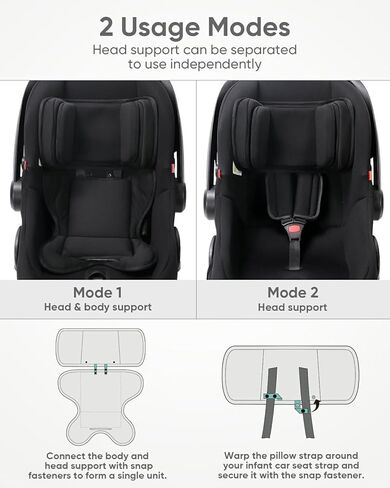 Infant Insert Compatible with Doona, Graco, Britax, Chicco, Evenflo Car Seat, Adjustable Baby Head Body Support Cushion for Newborn to Toddler, Fits Infant Car Seat and Stroller (Black) in Saudi Arabia