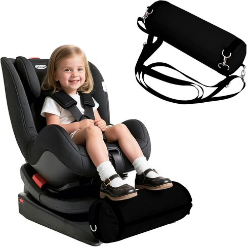 Inflatable Car Seat Foot Rest for Kids, Portable Car Foot Rest with Adjustable Straps, Carseat Accessories for Toddler, Machine Washable Cover, Black (Fits Infant Booster CarSeats) in Saudi Arabia