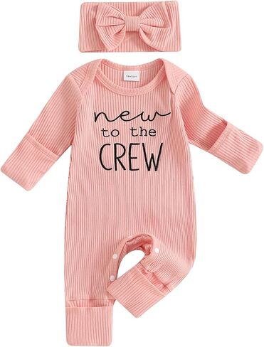 allshope Infant Baby Girl Fall Outfit Sweatshirt Romper Little Sister Lil Sis Long Sleeve Jumpsuit Newborn Clothes in Kuwait