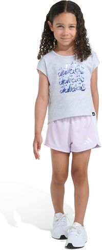 adidas girls 2-piece T-shirt & Woven Logo Short Set in Saudi Arabia