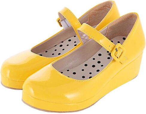 Parisuit Womens Mary Jane Wedge Platform Shoes Ankle Strap Pumps | Round Toe, Patent Leather, Sweet Lolita Shoes in Saudi Arabia
