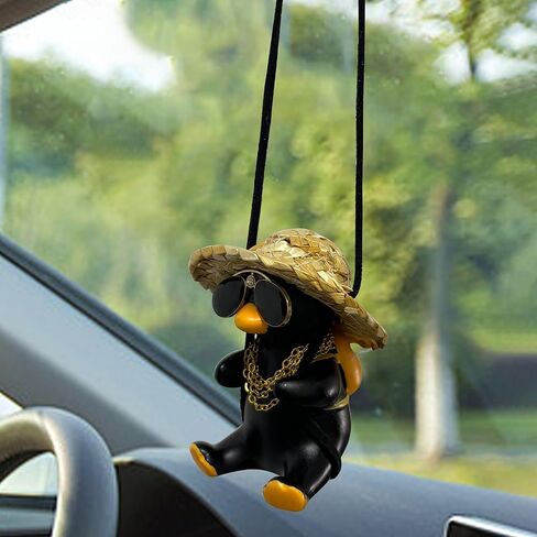 Cute Swinging Duck Car Mirror Hanging Accessories Rear View Mirror Hanging Ornament for Men Women (White Duck) in Saudi Arabia