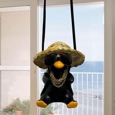 Cute Swinging Duck Car Mirror Hanging Accessories Rear View Mirror Hanging Ornament for Men Women (White Duck) in Saudi Arabia